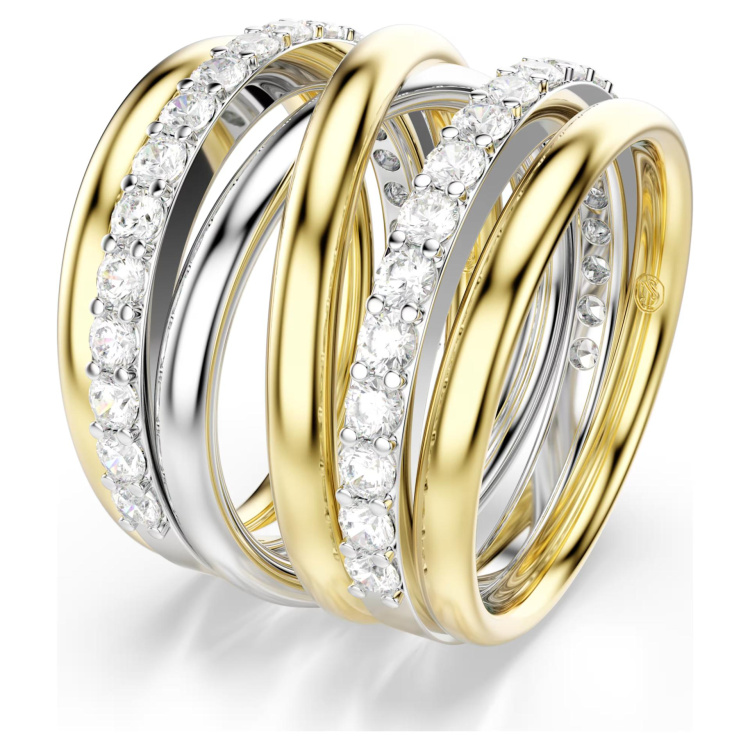 Hyperbola cocktail ring Round cut, White, Mixed metal finish